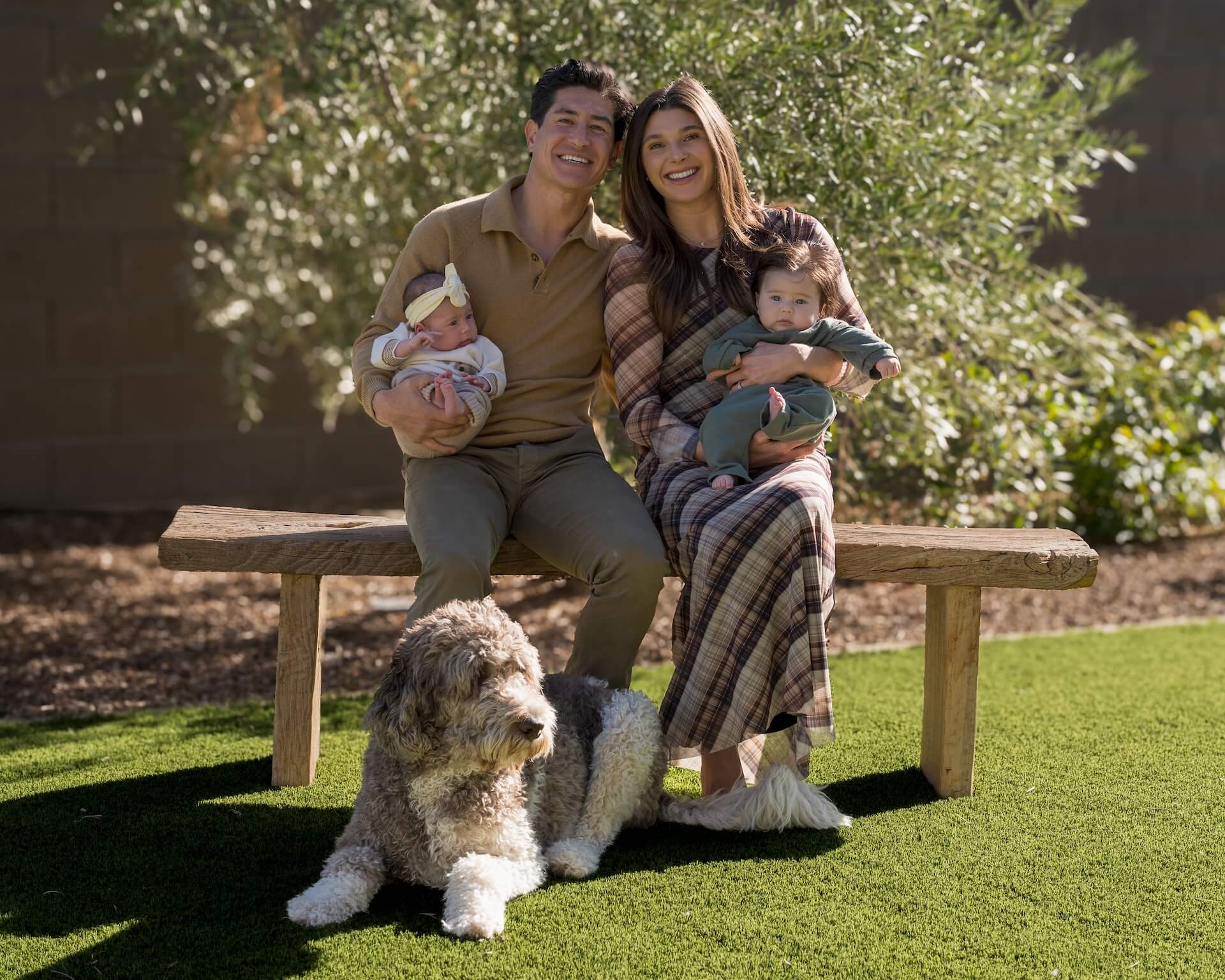 Mia and Chad Kaercher with their twiblings Woods and Cohyn, born through IVF and surrogacy at The Fertility Center of Las Vegas